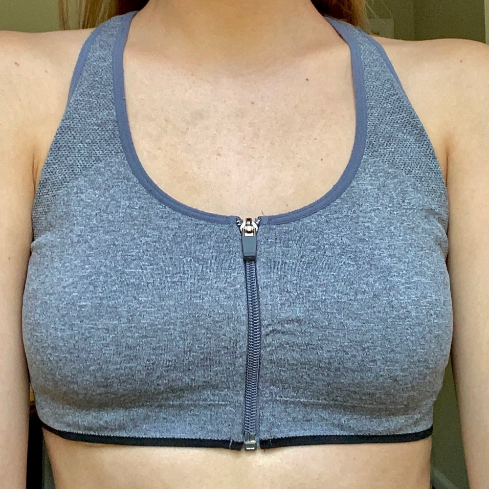 grey zip up sports bra (padded)